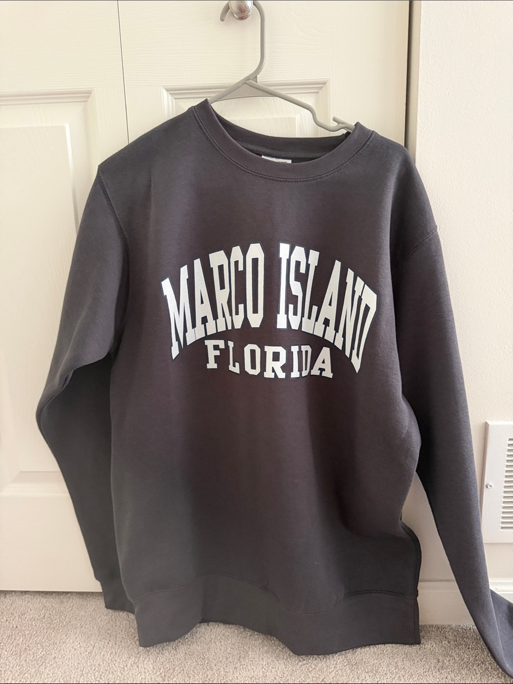 Marco Island Florida Crewneck Sweatshirt - Charcoal with White Print